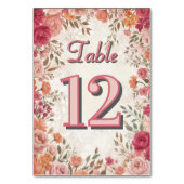 Pink & Red Vintage Spring Floral Wedding テーブルナンバー (正面)