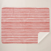 Pink Red White Cane Stripes Christmas シェルパブランケット (正面(横))