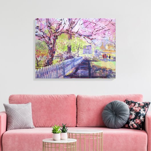 Pink Redbud Tree Blossoms At Williamsburg Virginia キャンバスプリント (インサイチュ (リビング))