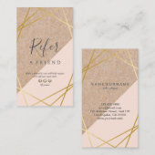 Pink Refer Vertical金ゴールドのKraftPrintedの幾何学的なLt 名刺 (正面/裏面)