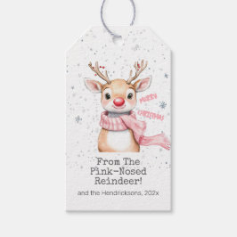 Pink Reindeer Christmas ギフトタグ