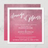 Pink Resistedはっきりした's Change 結婚 of Plans Card 招待状 (正面/裏面)
