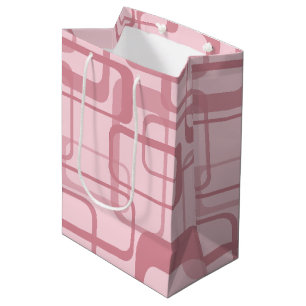 Pink Retro 60's 70's Abstract Pattern ミディアムペーパーバッグ