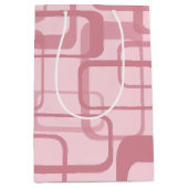 Pink Retro 60's 70's Abstract Pattern ミディアムペーパーバッグ (正面)