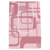Pink Retro 60's 70's Abstract Pattern ミディアムペーパーバッグ (裏面)