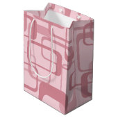 Pink Retro 60's 70's Abstract Pattern ミディアムペーパーバッグ (裏面アングル)