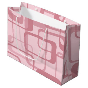 Pink Retro 60's 70's Abstract Pattern ラージペーパーバッグ