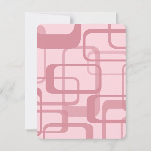 Pink Retro 60's 70's Abstract Pattern Custom Name ノートカード (裏面)