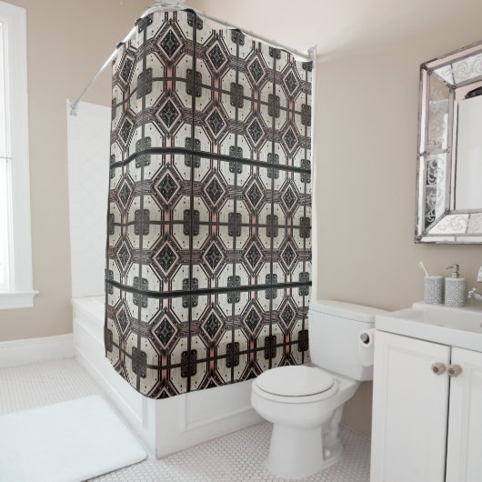 Pink Retro Art Deco Shower Curtain シャワーカーテン (インサイチュ)