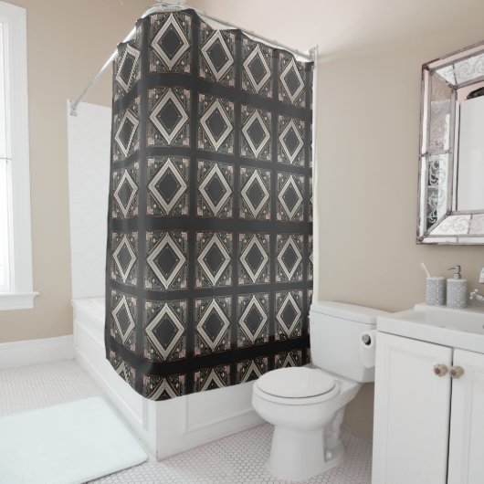Pink Retro Art Deco Shower Curtain シャワーカーテン (インサイチュ)
