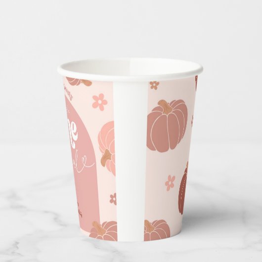 Pink Retro Boho Pumpkin 1st Birthday Paper Cup 紙コップ (左)