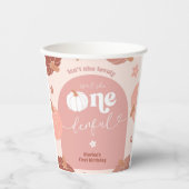 Pink Retro Boho Pumpkin 1st Birthday Paper Cup 紙コップ (正面)