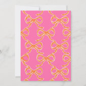 Pink Retro Bow Photo Birth Announcement Card 招待状 (裏面)