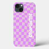 Pink retro checker pattern Case-Mate iPhone case Case-Mate iPhoneケース (裏面)