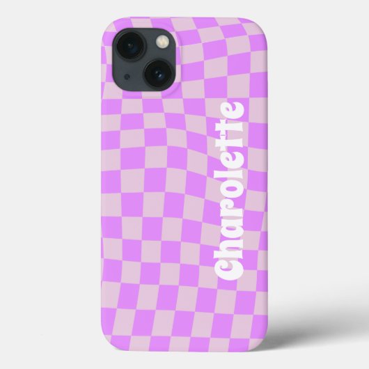 Pink retro checker pattern  Case-Mate iPhone case iPhoneケース (裏面)