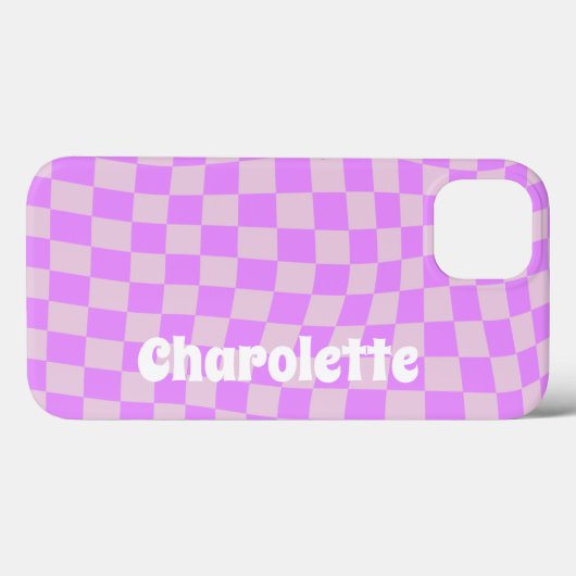 Pink retro checker pattern  Case-Mate iPhone case iPhoneケース (裏面 (横))