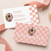 Pink Retro Checkered Pattern Content Creator Photo 名刺