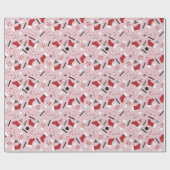 Pink Retro Christmas Peppermint ラッピングペーパー (フラット)