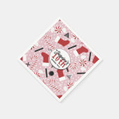 Pink Retro Christmas Peppermint Birthday スタンダードカクテルナプキン (角)