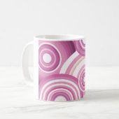 Pink Retro Circles Pattern コーヒーマグカップ (正面左)