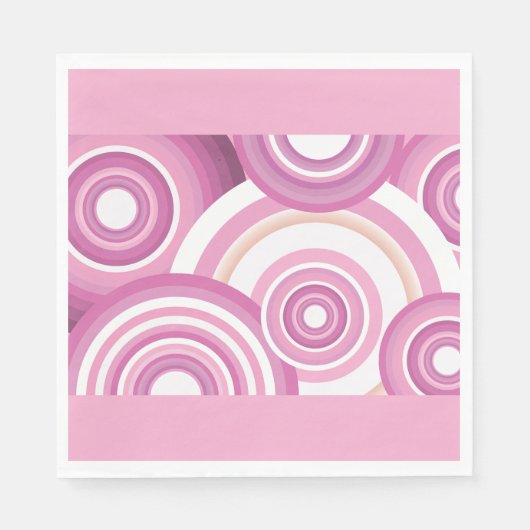 Pink Retro Circles Pattern スタンダードランチョンナプキン (正面)