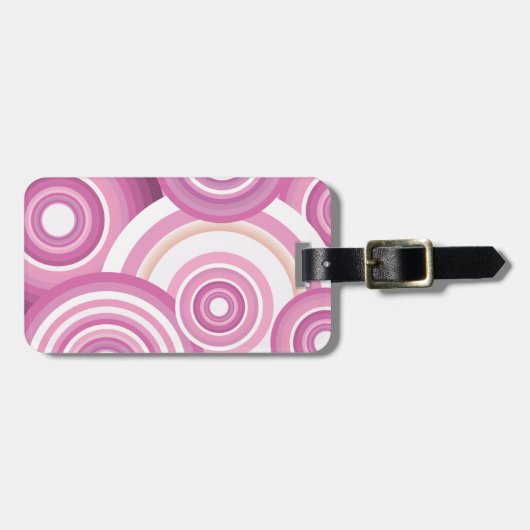 Pink Retro Circles Pattern ラゲッジタグ (正面横)