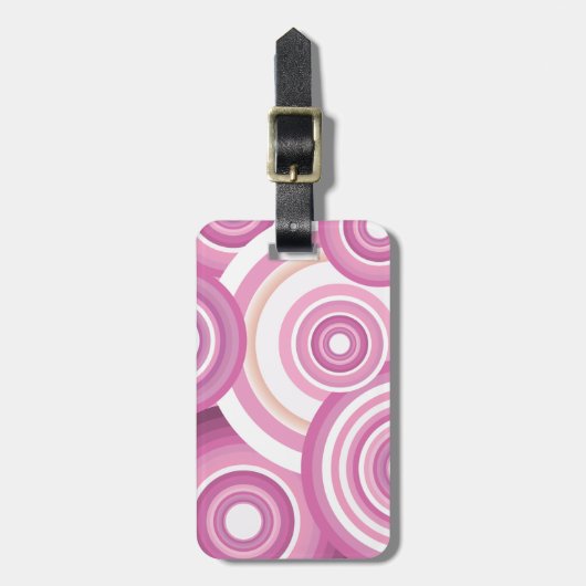 Pink Retro Circles Pattern ラゲッジタグ (正面縦)
