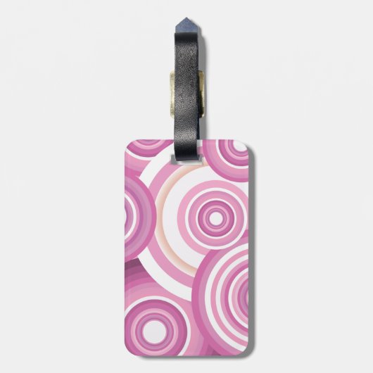 Pink Retro Circles Pattern ラゲッジタグ (裏面縦)
