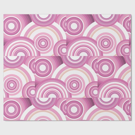 Pink Retro Circles Pattern ラッピングペーパー (フラット)