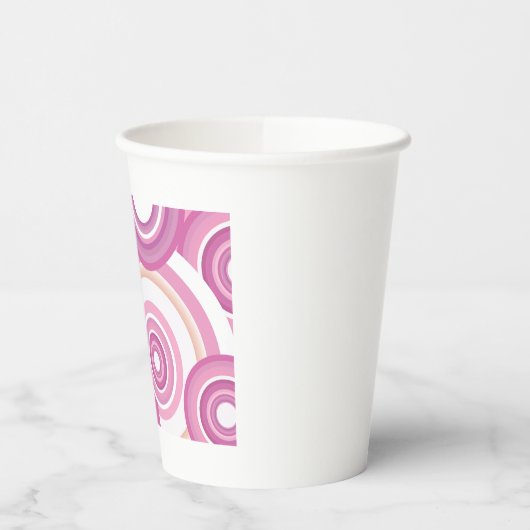 Pink Retro Circles Pattern 紙コップ (左)