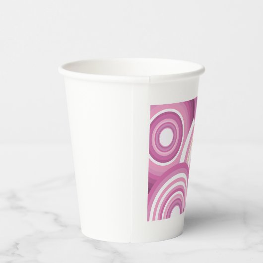 Pink Retro Circles Pattern 紙コップ (右)