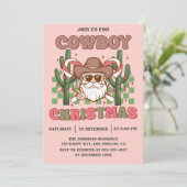 Pink Retro Cowboy Christmas Party 招待状 (スタンド正面)