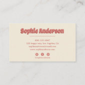 Pink Retro Floral Checkered Business Card 名刺 (裏面)