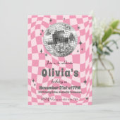Pink Retro Groovy Coquette Disco Ball Birthday 招待状 (スタンド正面)