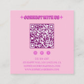 Pink Retro Groovy Wavy Checkered with QR Code      スクエア名刺 (裏面)