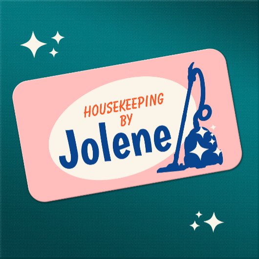Pink Retro House Cleaning Vacuum Business Card 名刺
