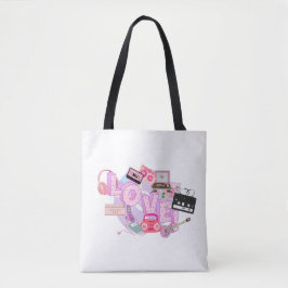 Pink Retro LOVE Tote – 90s Hits & Early 2000s  トートバッグ