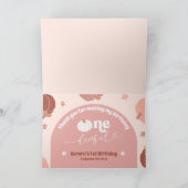 Pink Retro Pumpkin 1st Birthday Folded  Thank You サンキューカード (内部)