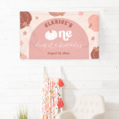 Pink Retro Pumpkin Birthday Large Banner 横断幕 (インサイチュ)