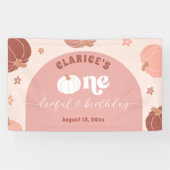 Pink Retro Pumpkin Birthday Large Banner 横断幕 (横)