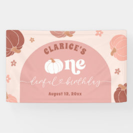 Pink Retro Pumpkin Birthday Large Banner 横断幕
