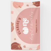 Pink Retro Pumpkin Birthday Large Banner 横断幕 (縦)
