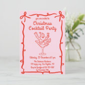 Pink Retro Santa Christmas Cocktail Party 招待状 (スタンド正面)