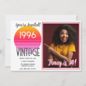 Pink Retro Sun 1996 Photo 30th Birthday  Holiday  シーズンカード (正面)