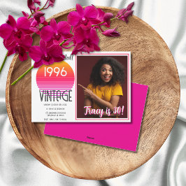 Pink Retro Sun 1996 Photo 30th Birthday  Holiday  シーズンカード