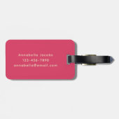 Pink Retro Vibe Leaf Pattern Monogram ラゲッジタグ (裏面横)