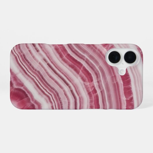 Pink Rhodochrosite Marble Agate Stone Pattern iPhone 16ケース (裏面横)