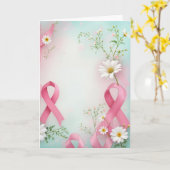 Pink Ribbon and Daisies Breast Cancer Awareness カード (黄色い花)