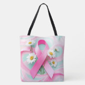 Pink Ribbon and Daisies Breast Cancer Awareness トートバッグ (裏面)
