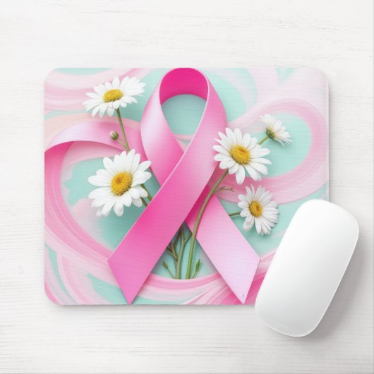 Pink Ribbon and Daisies Breast Cancer Awareness マウスパッド (マウス)